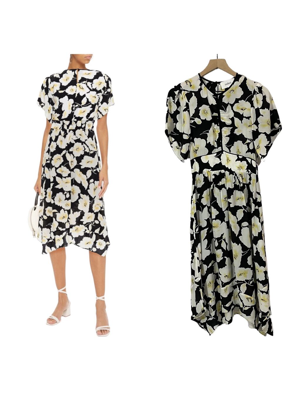ba&sh Fairy Floral Midi Dress - Black - 0 (US 4)